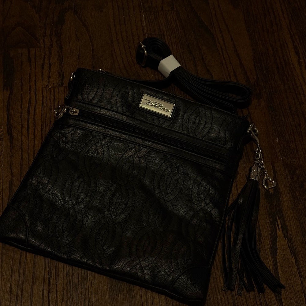 Chic Retro Black Crossbody Bag with Tassel